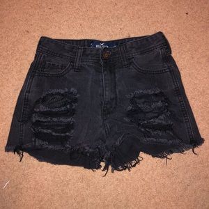 Hollister Black Distressed Denim Shorts